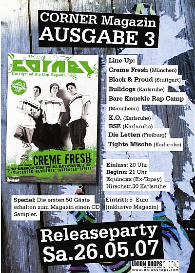 corner magazin releaseparty Frontside