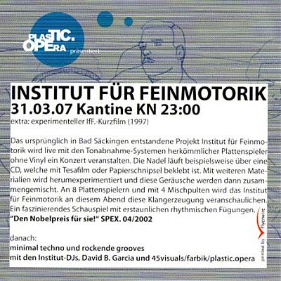 institut f�r feinmotorik Backside