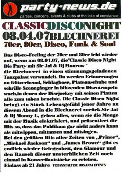 classic disco night Backside